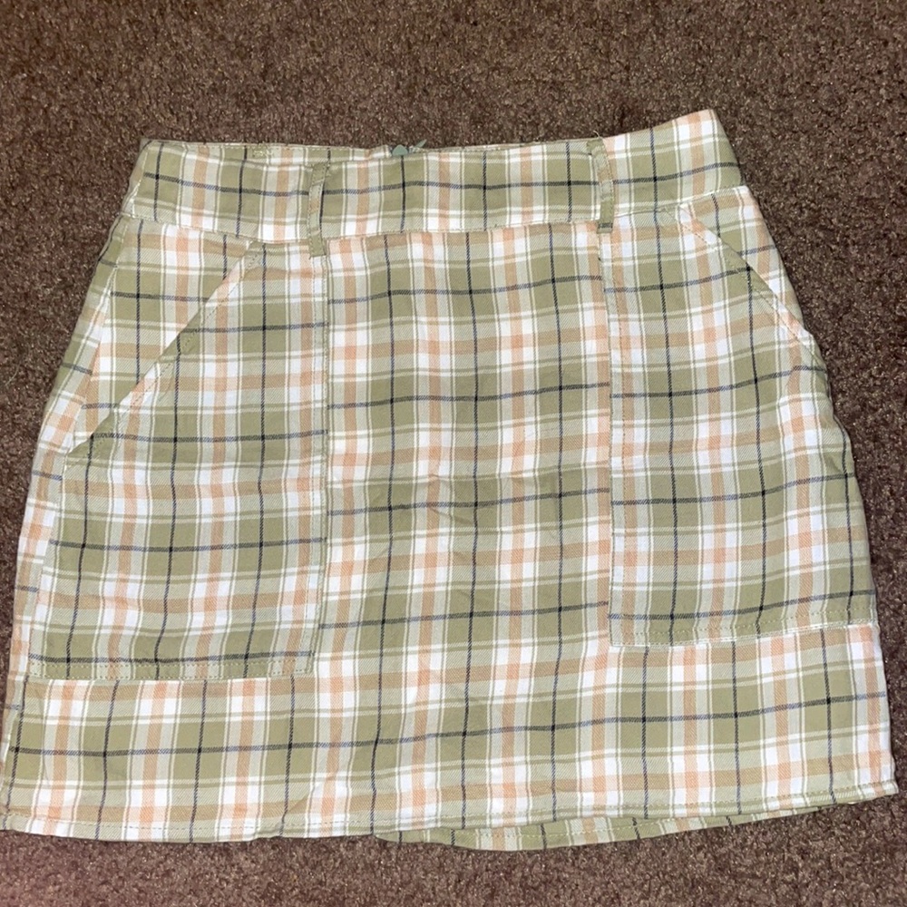 Green plaid skirt